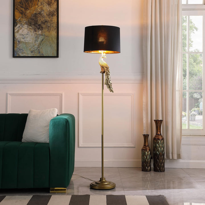 ORE International 64.5" in Modern Elegance Golden Peacock On A Pedestal