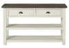 Martin Svensson Home Solid Wood Sofa Console Table Cream White with Brown Top Cream White and Brown