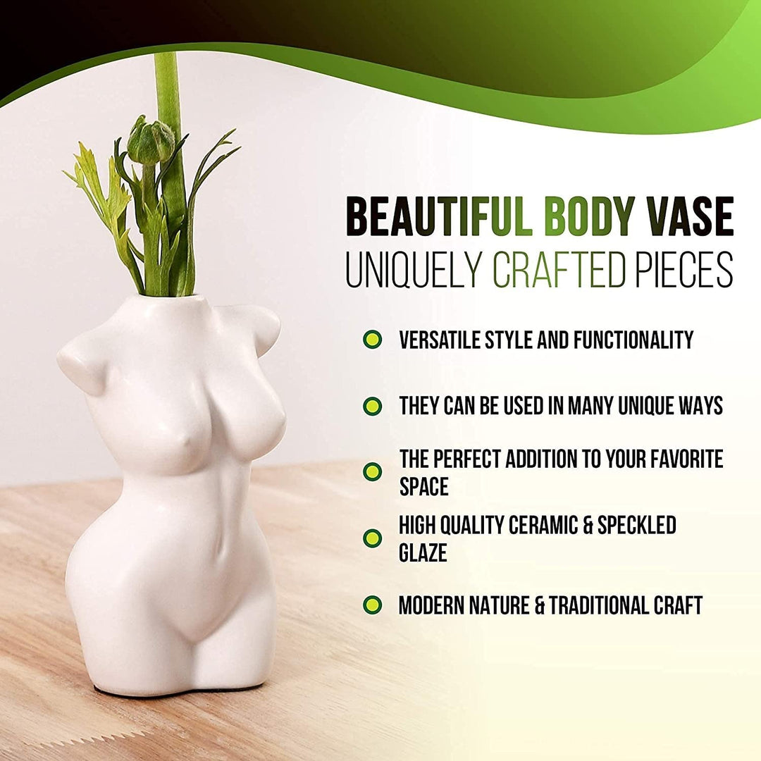 Female Body Vase for Home Office Boho Chic Multi Color Ceramic