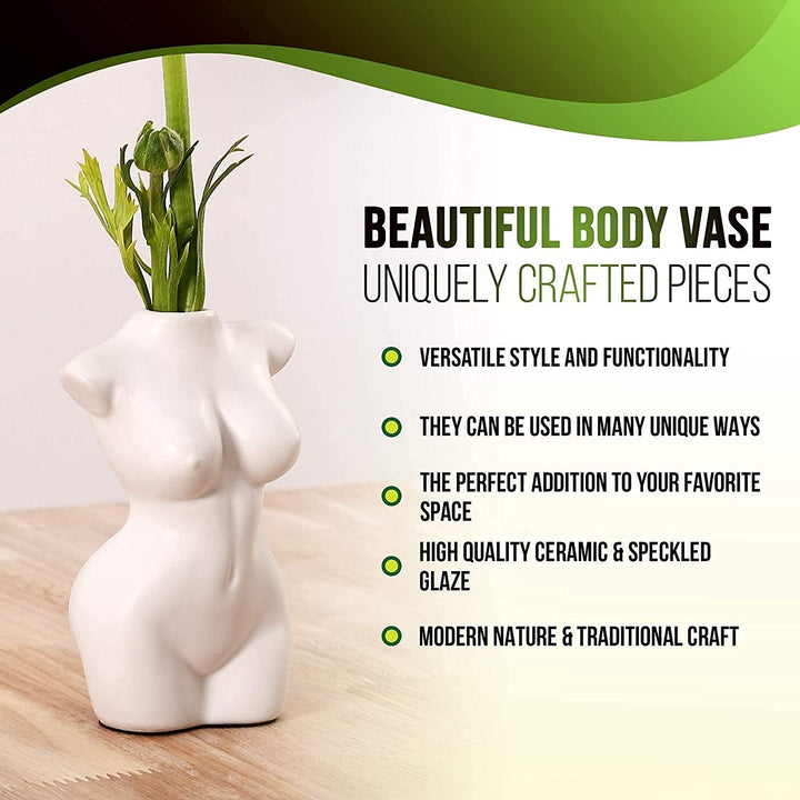 Female Body Vase for Home Office Boho Chic Multi Color Ceramic