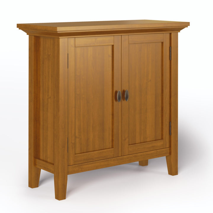 Wynden Hall Mansfield Solid Wood 32 inch Wide Transitional Low Storage Cabinet - Light Golden Brown