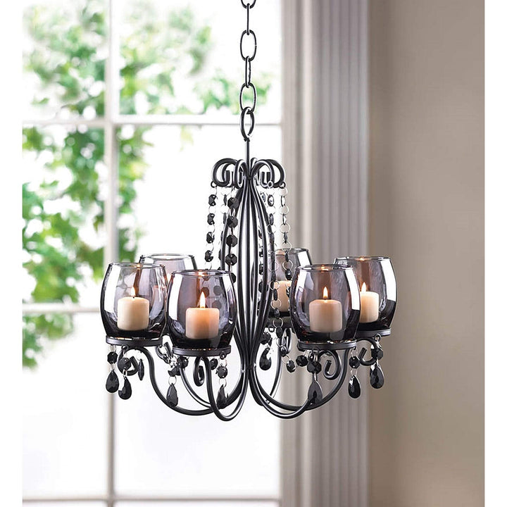 Romantic Elegant Glowing Candle Chandelier Black Clear Classic Traditional