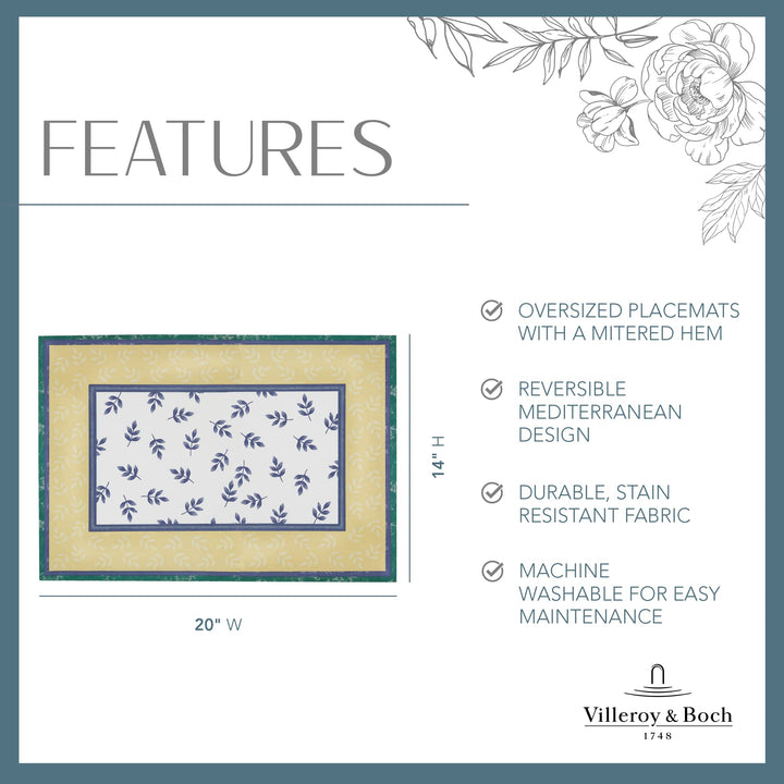 Villeroy and Boch Switch 3 Reversible Cotton Bordered Placemats 14 Inches by