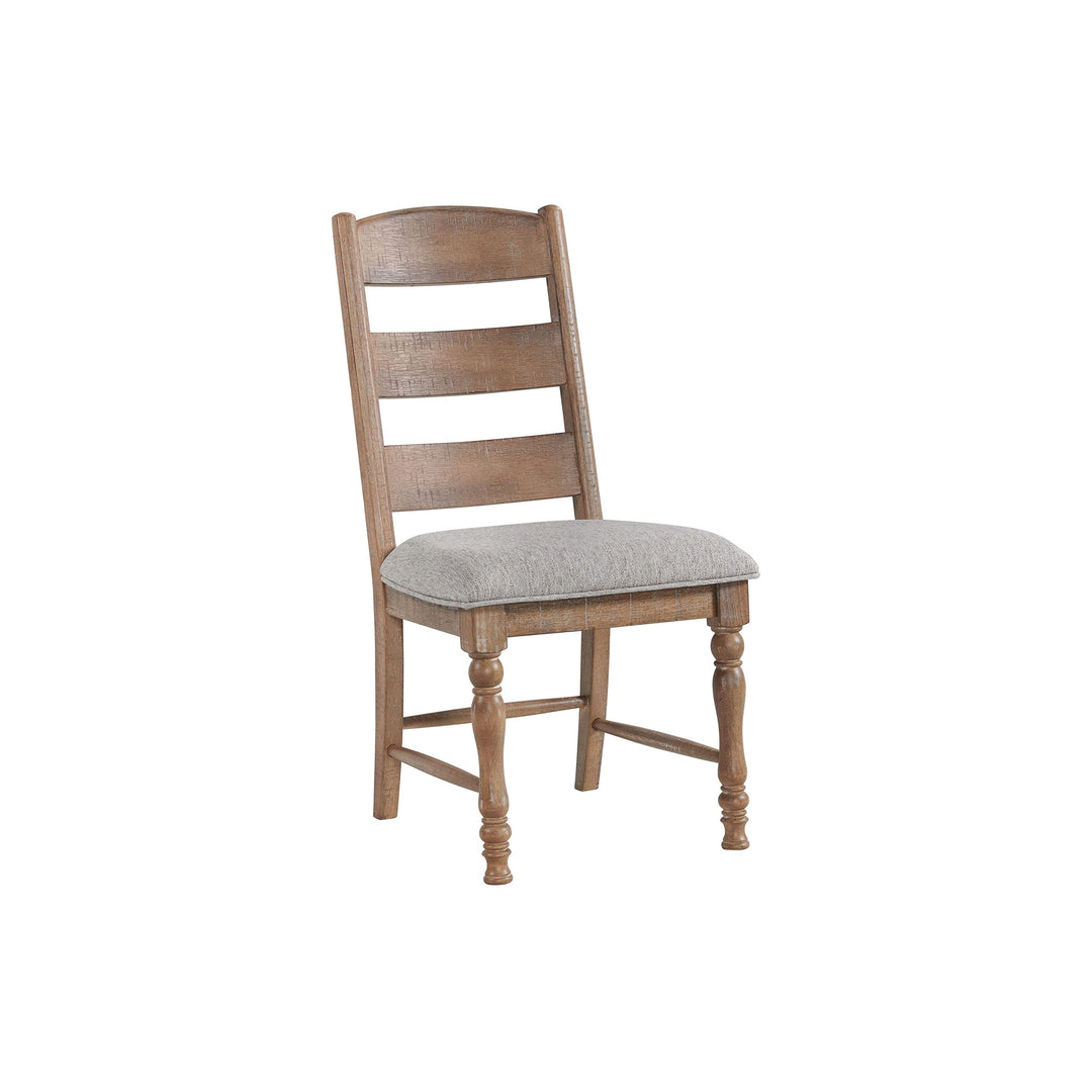 Side Chair Ladder Back W/Cushion Seat (Set of 2) Brown Grey Traditional Wood