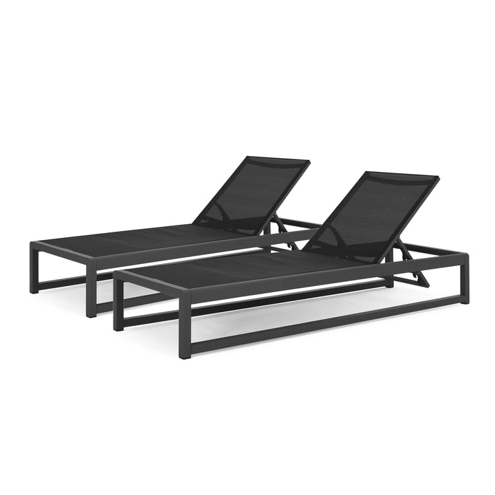 Christopher Knight Home Eudora Outdoor Chaise Lounge (Set of 2) Aluminum Black Black + Gray