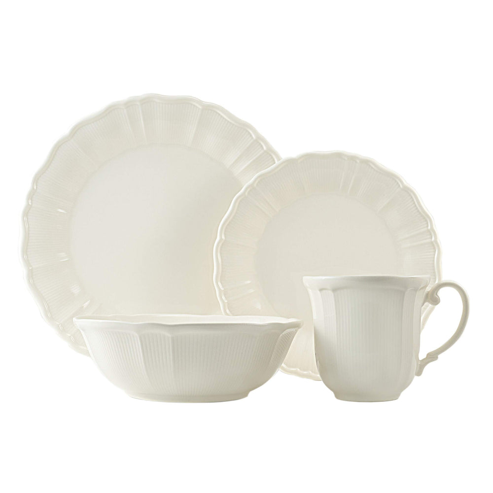 Antique White 12pc Dinner Set off/white Solid Casual Traditional Round Stoneware - Diamond Home USA