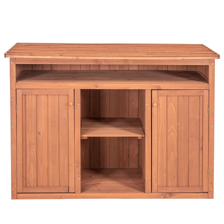 Short Display and Storage Cabinet Brown Wood