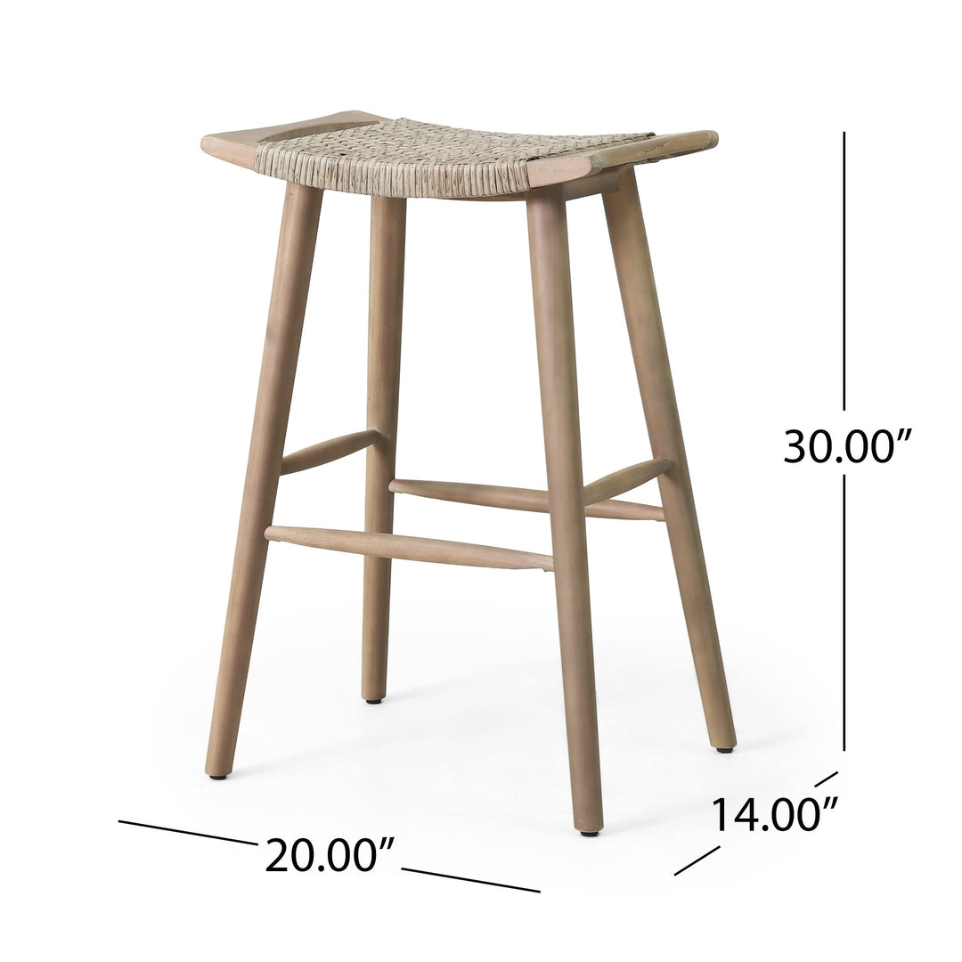 Outdoor 30" Barstools Brown Transitional Wicker Wood