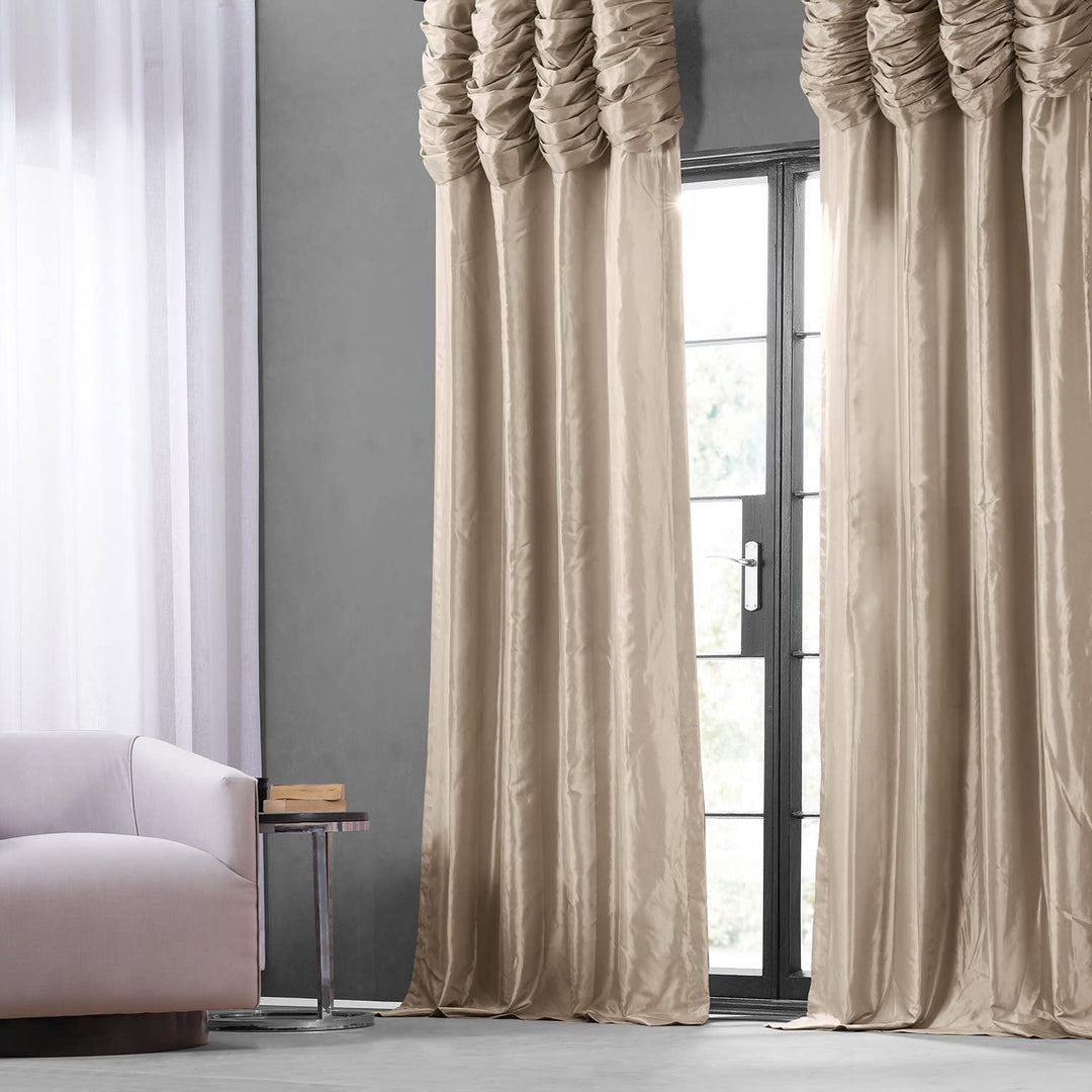 HPD Half Price Drapes Ruched Faux Taffeta Silk Curtains 108 Inches Long Room