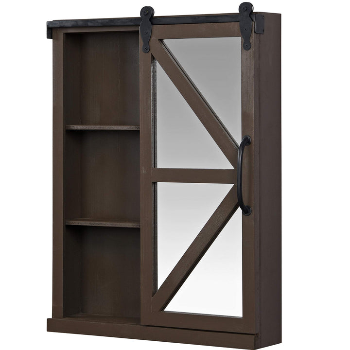 FirsTime & Co. Winona Barn Door Mirrored Cabinet Storage with Shelves