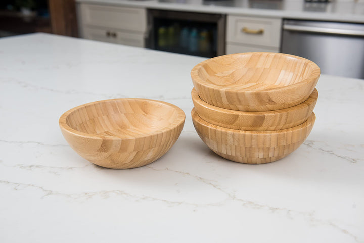 Lipper International Bamboo Wood Salad Bowls Small 7" Diameter x 2.25" Height