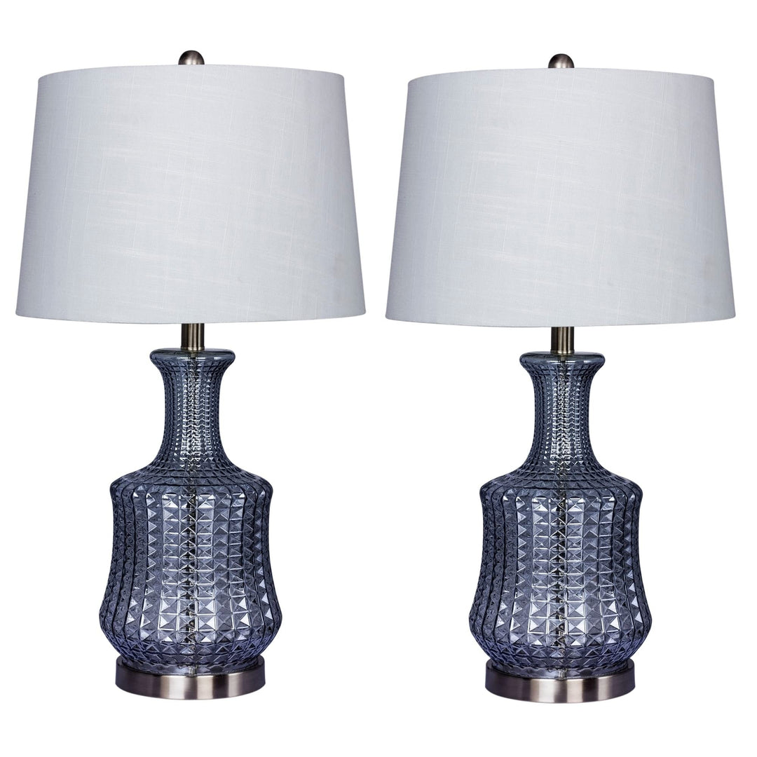 Lighting's Pair of 27.5" Glass/Metal Table Lamps Silver Transitional