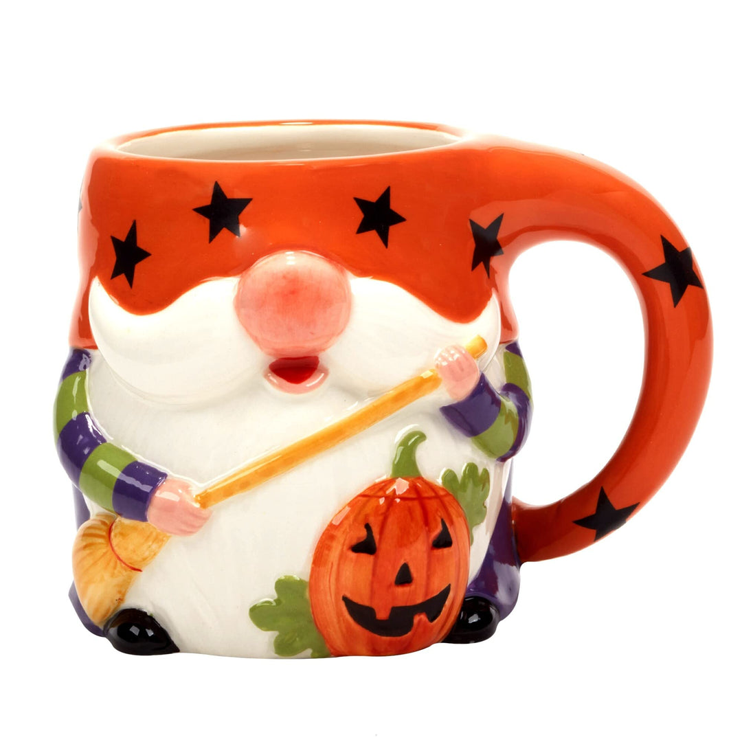 Halloween Gnomes 18 Oz. 3-d Mugs Set Of 4 Multi Color Orange Purple Holiday