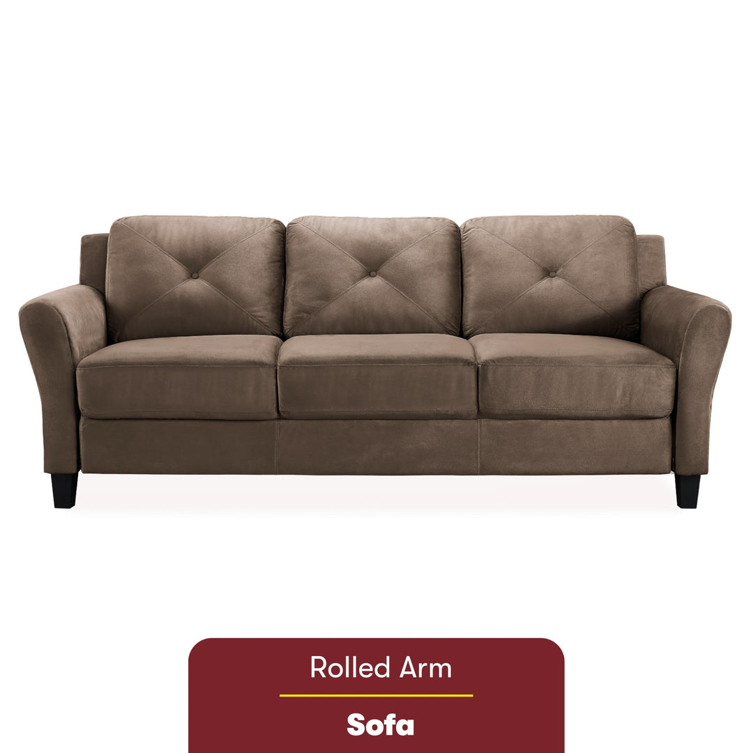 Lifestyle Solutions Harrington Rolled Arms Sofa 80.3"W x 31.5"D x 32.7"H Brown