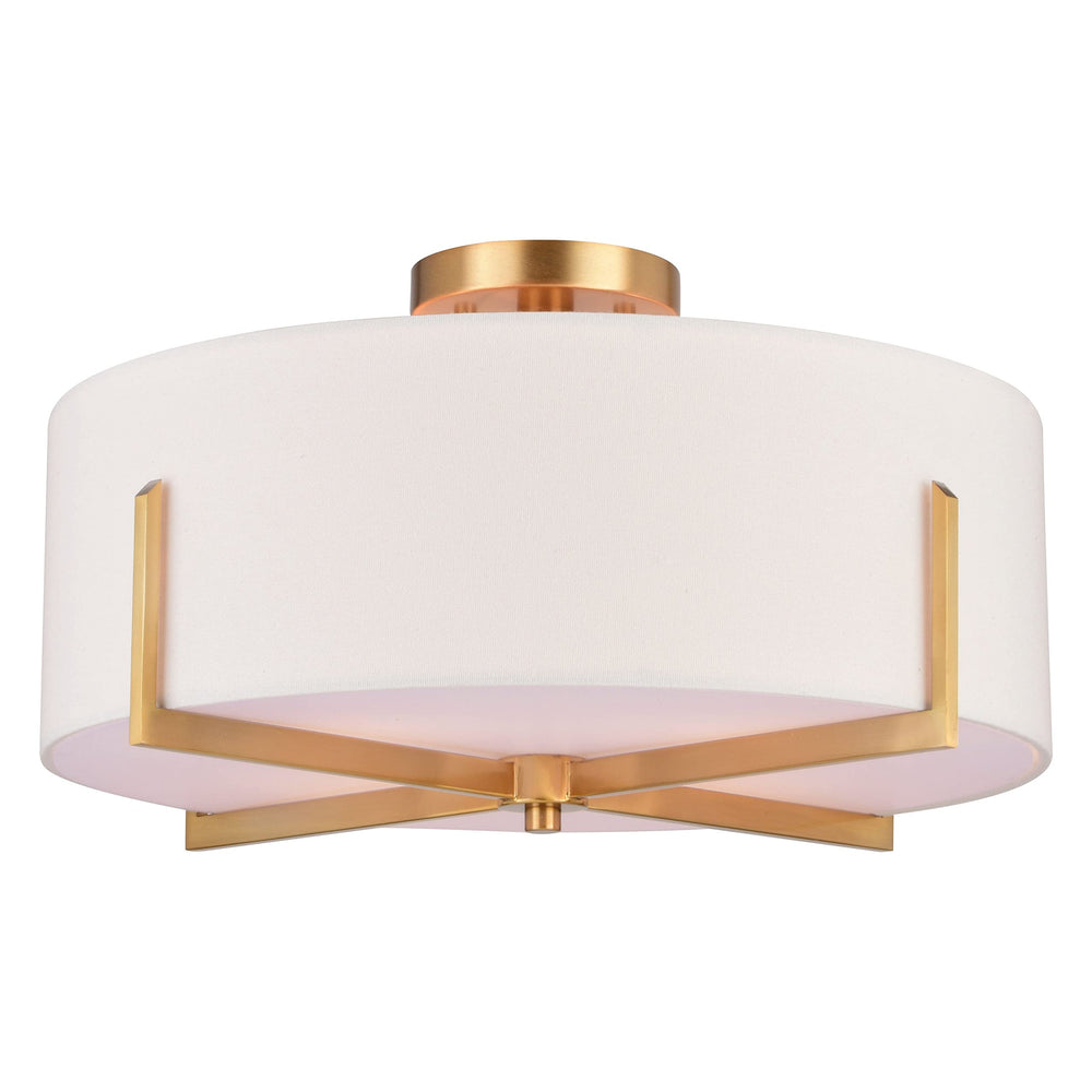 18-in W Natural Brass Mid-century Modern Semi Flush Mount Ceiling ght White - Diamond Home USA