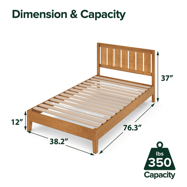 ZINUS Alexis Deluxe Wood Platform Bed Frame with Headboard Wood Slat Support