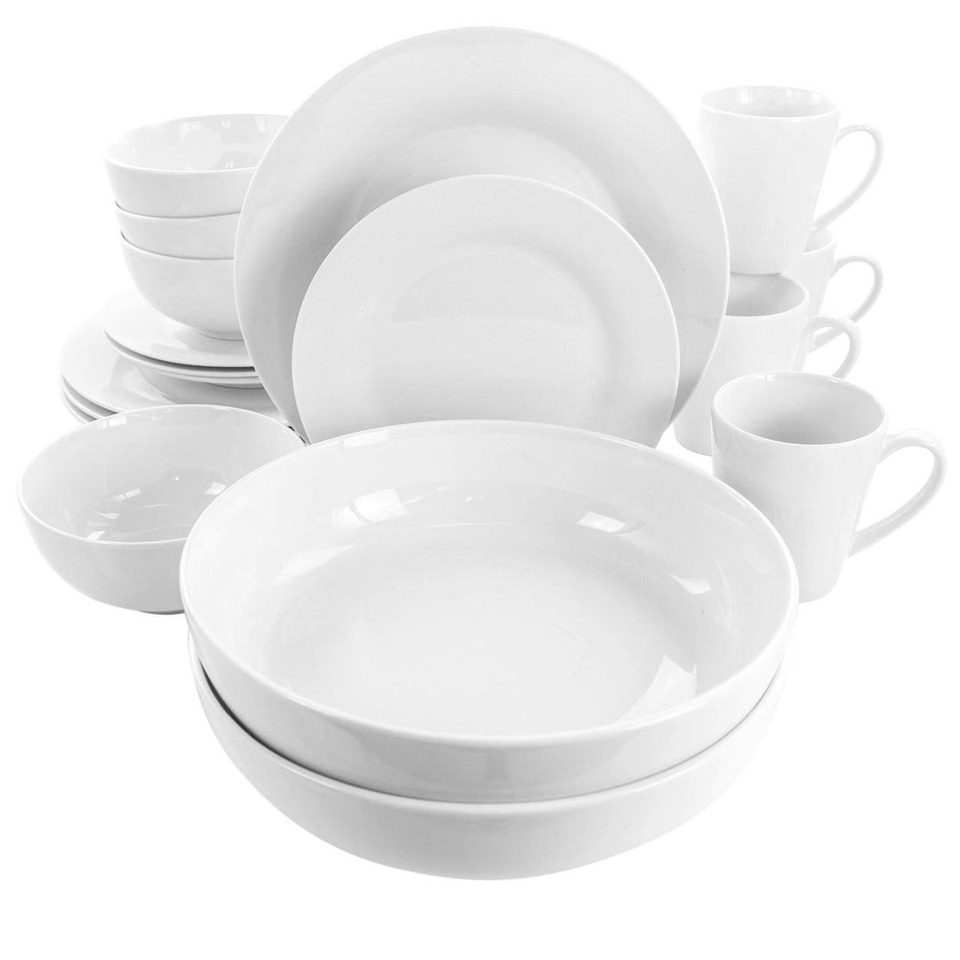 18 Piece Round Porcelain Dinnerware Set In White Solid Casual Formal 16