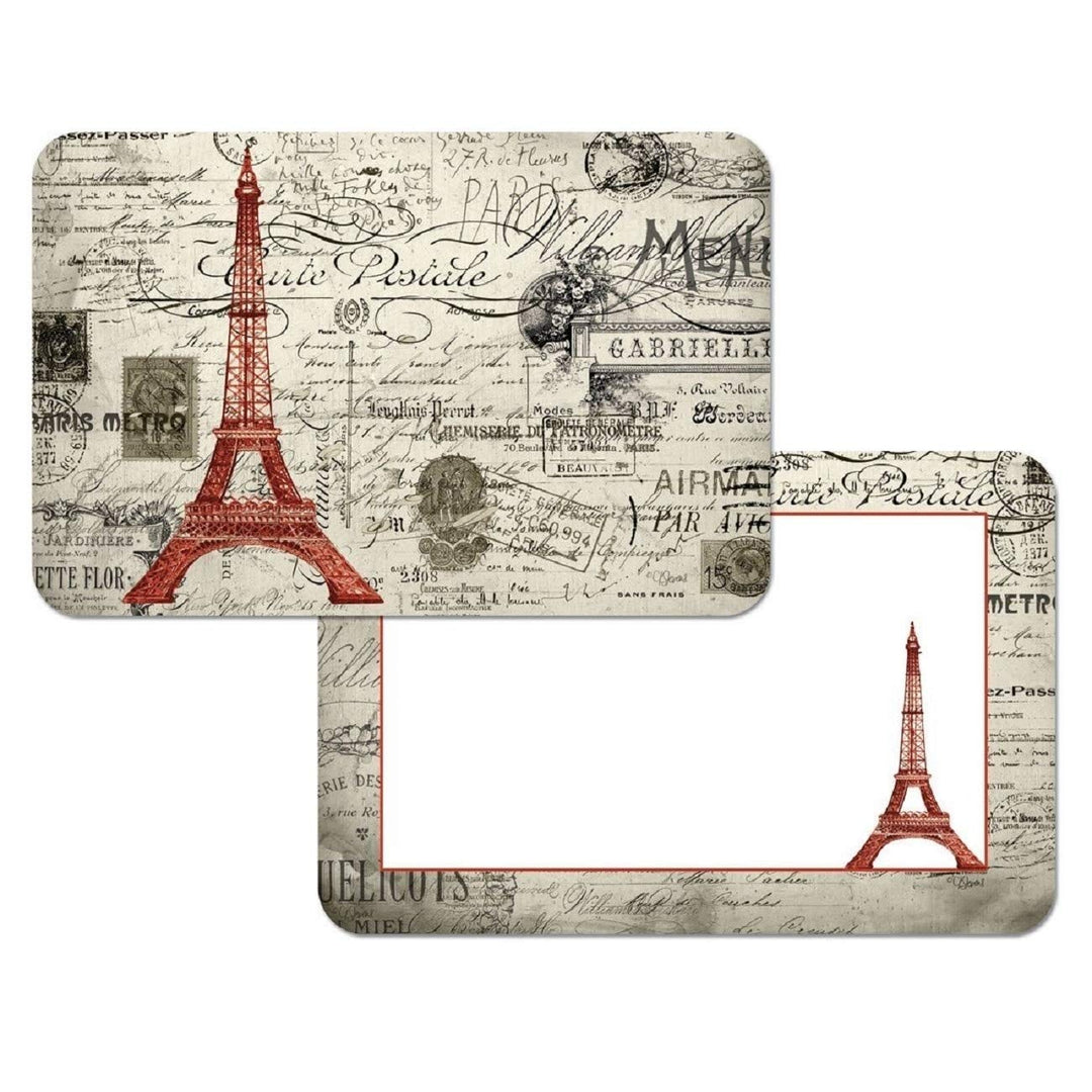 Reversible Plastic Wipe Clean Placemats - Eiffel Tower Vintage Paris (Set of