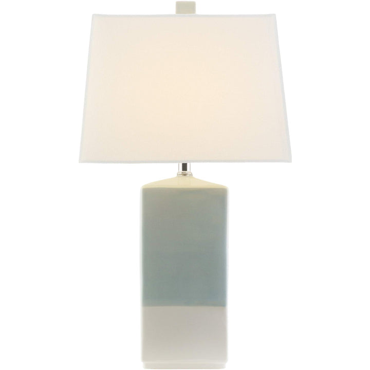 Rustic Table Lamp with Glazed Ceramic Base Blue Cream White Transitional Bulbs