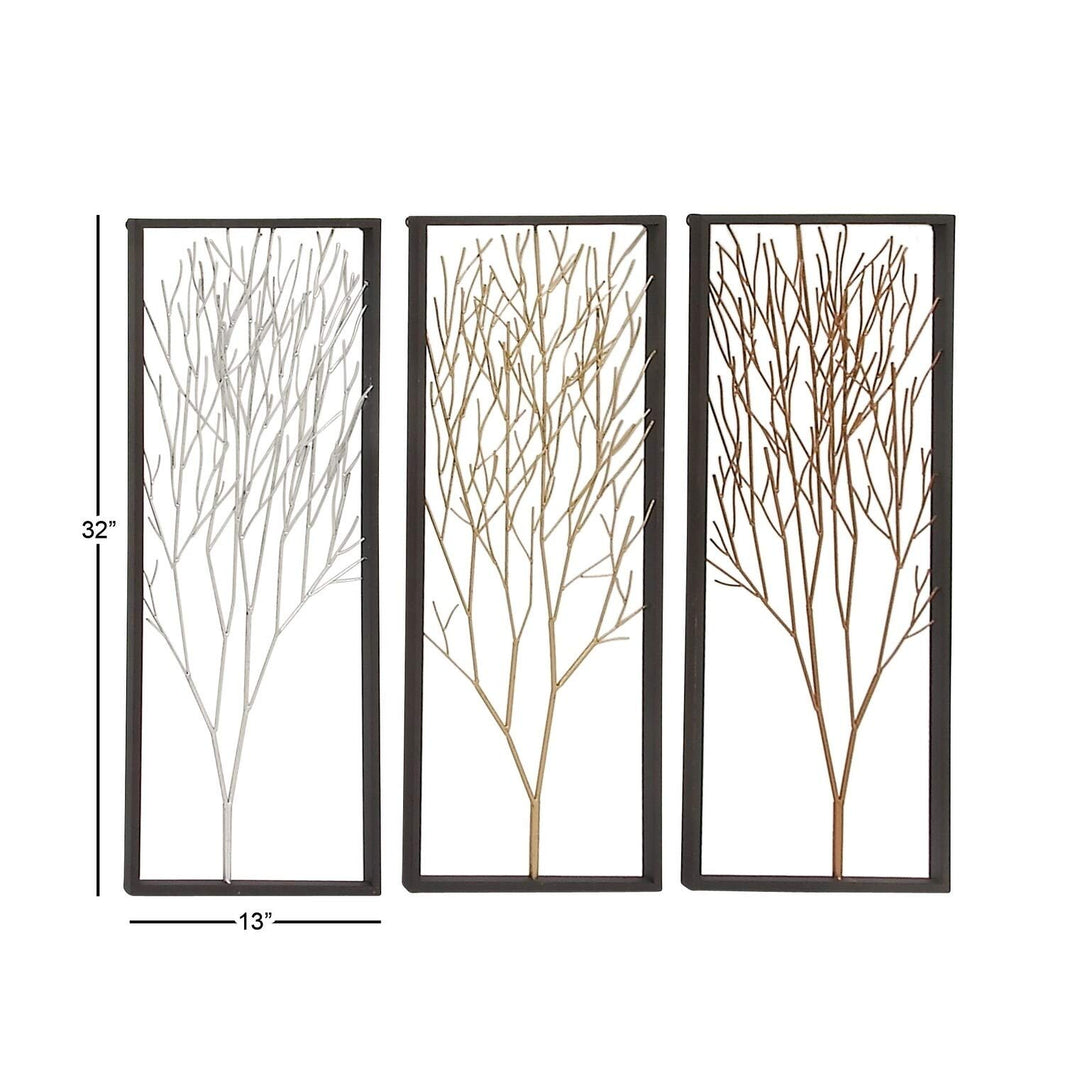 Metal Wall Panel Set of 3 12 Inches Wide 32 High Multi Color Modern Contemporary