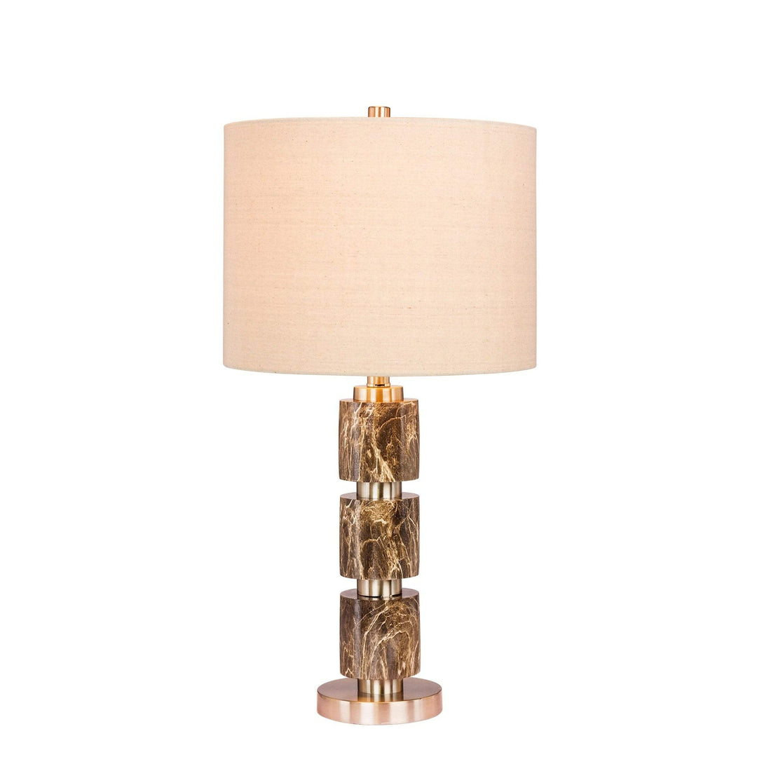 Lighting's 27 in. Stacked Smooth Resin Metal Table Lamp in A Brushed Steel