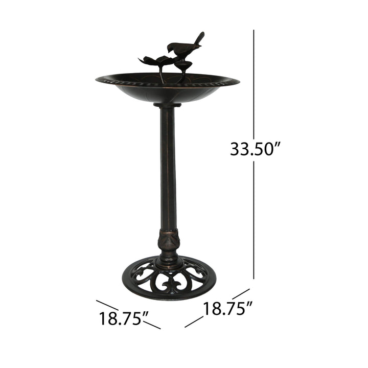 Outdoor Aluminum Bird Bath Black Pedestal Iron