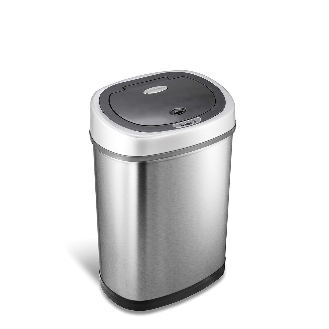 Stainless Steel 11.1-Gallon Motion Sensor Trash Can Silver Oval Metal