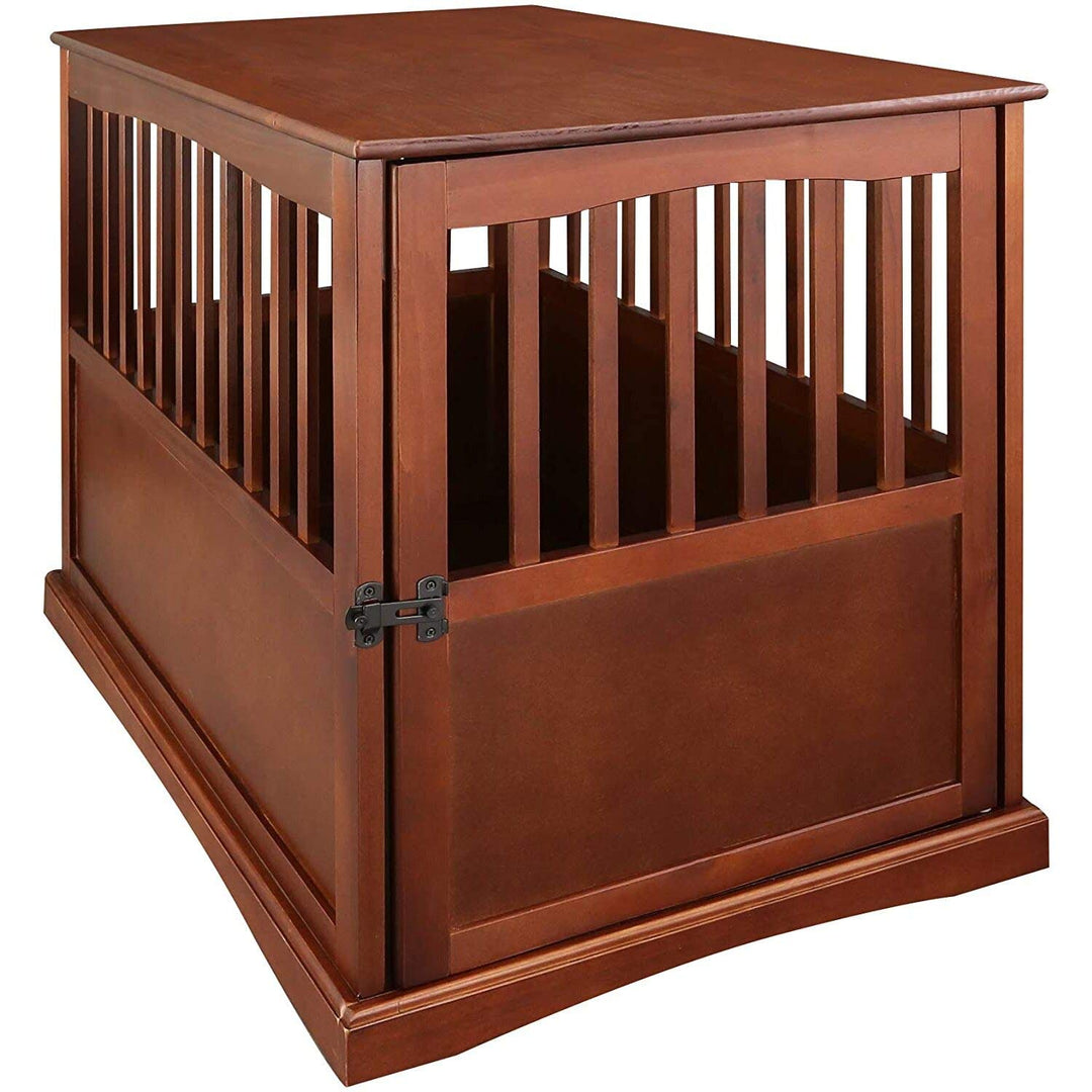 Casual Home Wooden Large Pet Crate End Table Walnut 24 x 36.5 x 29.5 in 24"W x 36.5"D x 29.25"H - Walnut