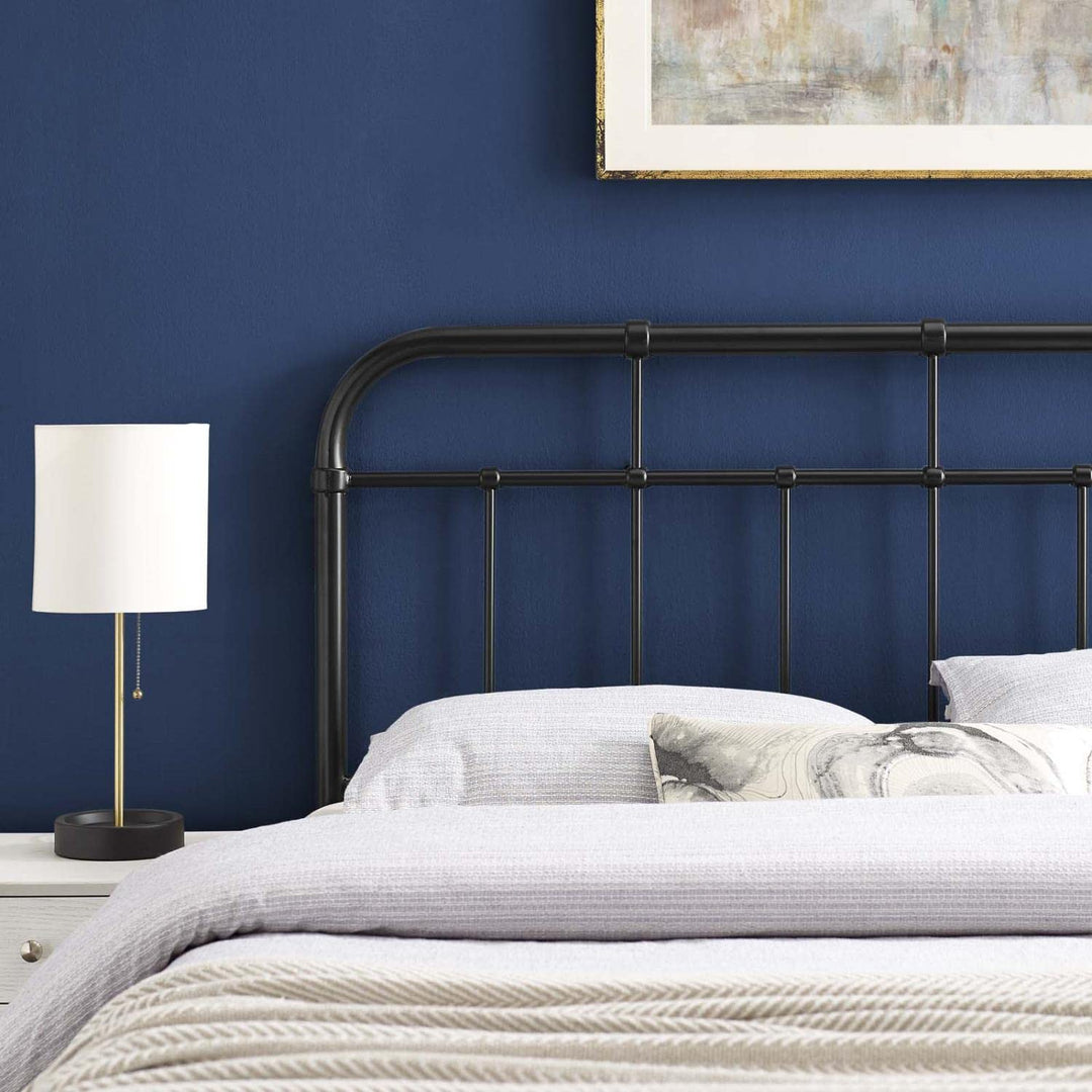 Modway Alessia Modern Farmhouse Metal Full Headboard in Black