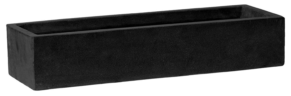 P POTTERYPOTS E1335-S1-01 Balcony Slim Low Small Fiberstone Indoor Outdoor 4.9"x19.7"x5.9" - Black