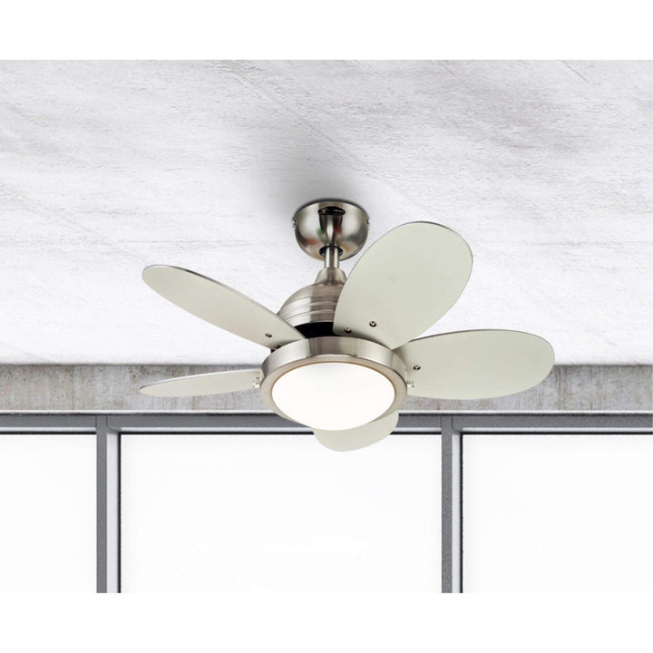 Westinghouse 7223600 Roundabout Indoor Ceiling Fan with Light 30 Inch Brushed