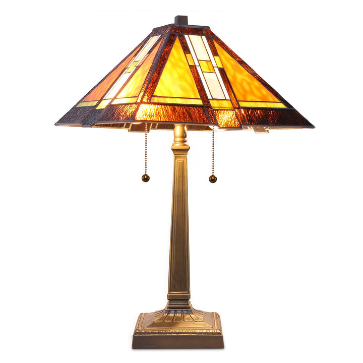 Serena D'italia Tiffany Style ission Aztec Table Lamp 3-Light with Nightlight