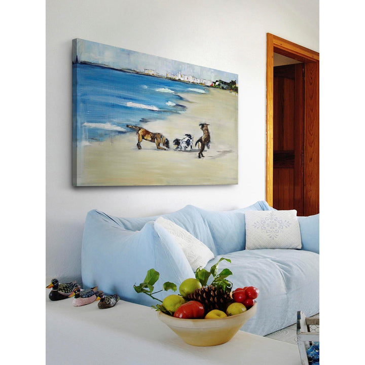 Marmont Hill 6x24 Dogs' Play by Tori Campisi Painting Print on Wrapped Canvas