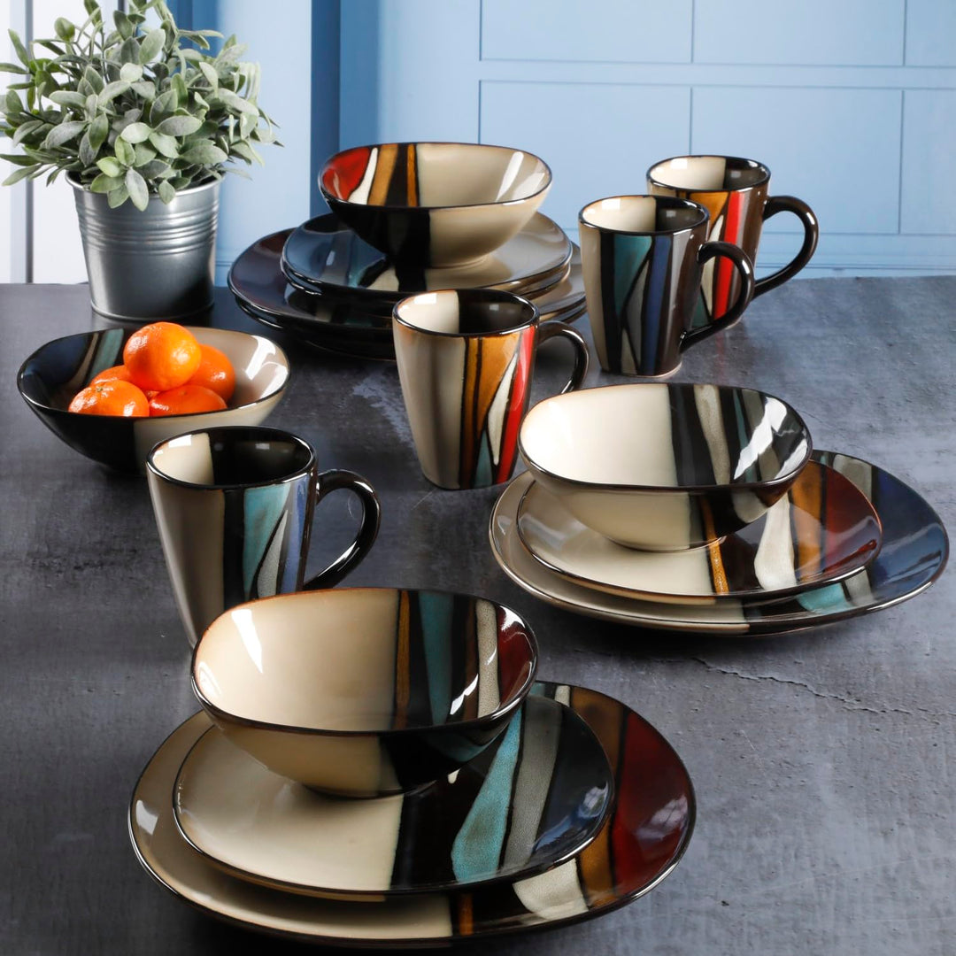 Gibson Elite Althea 16 Piece Reactive Glaze Dinnerware Multicolor - Service