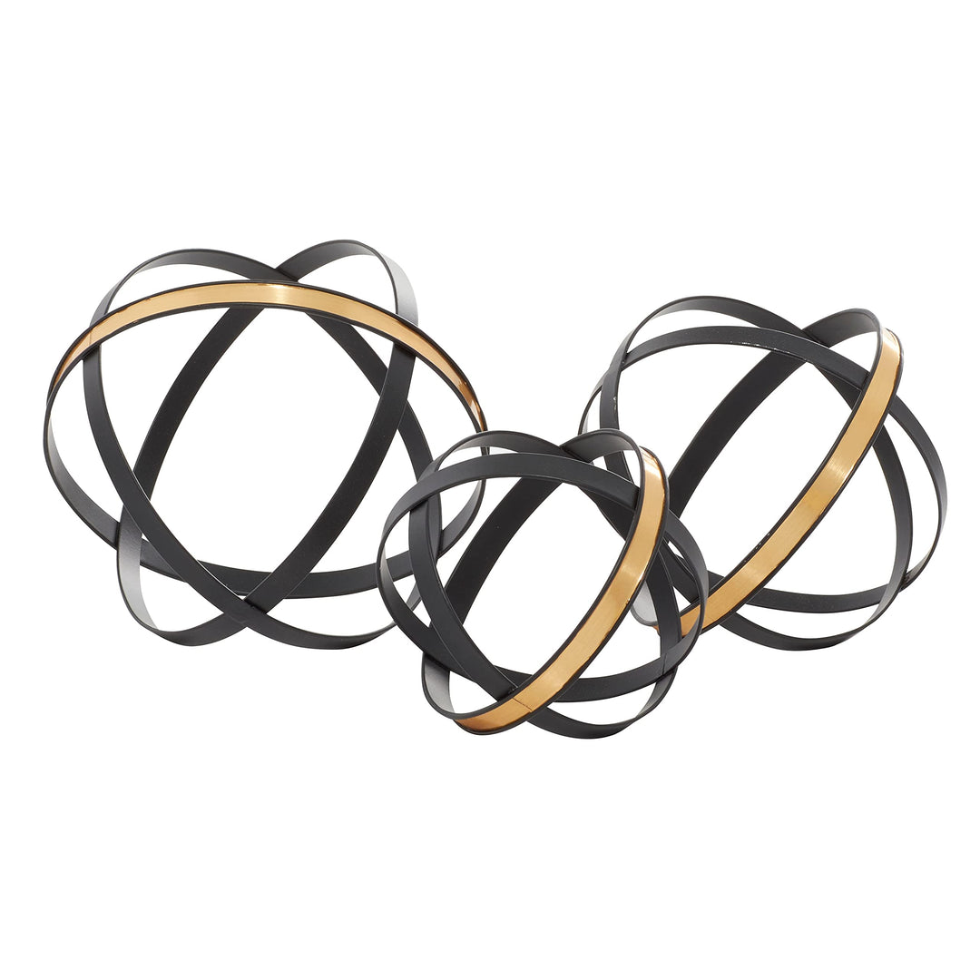 Black Iron Contemporary Sculpture Geometric (Set of 3) 7 X 6