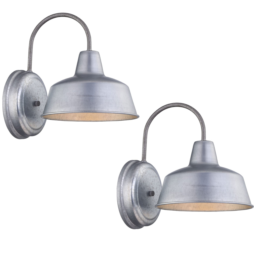 2 Pack 1-light Outdoor Barn Light with Galvanized Finish 8.35"x10.65"x11" Silver