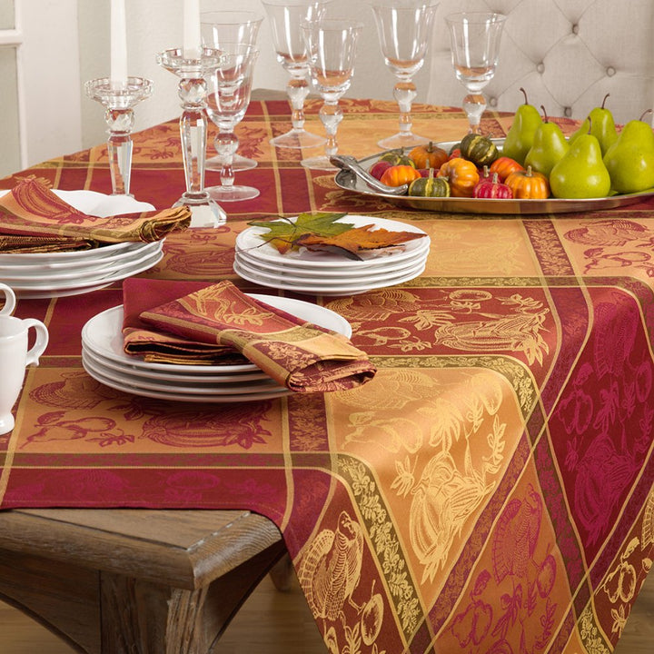 Saro LifeStyle 6702.M72S Jacquard Design Thanksgiving Tablecloth Multi 72"