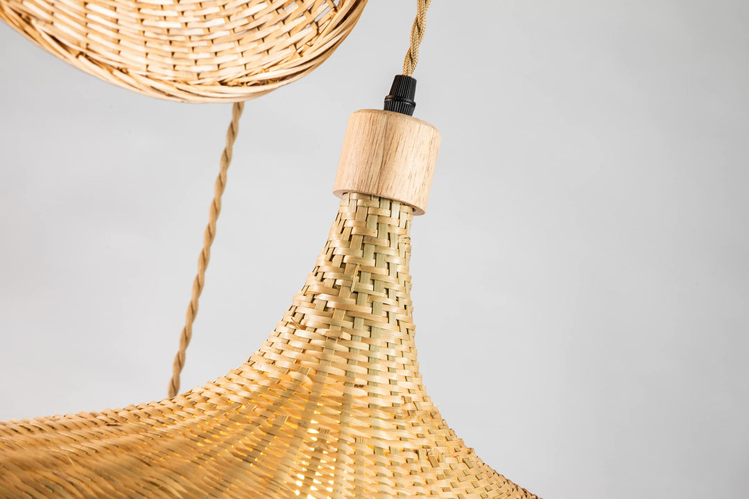 rattan pendant ighting modern farmhouse natura traditiona rattan drum three