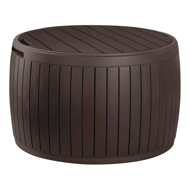 Keter Circa 3-in-1 Outdoor Resin Ottoman Deck Storage Box with 37-Gallon Storage