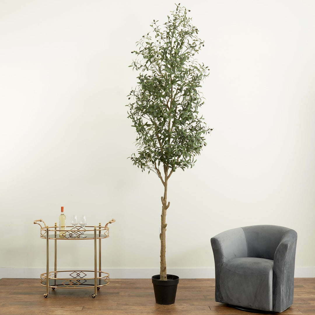 Nearly Natural 10ft. Artificial Olive Tree Green Plastic Iron Polyester