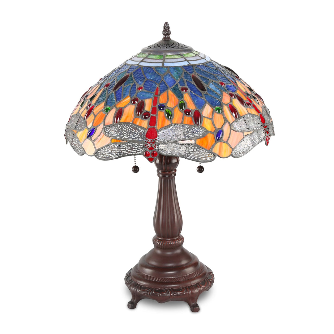 Serena D'italia Tiffany Table Lamp - Red Dragonfly Antique Desk Nightstand -