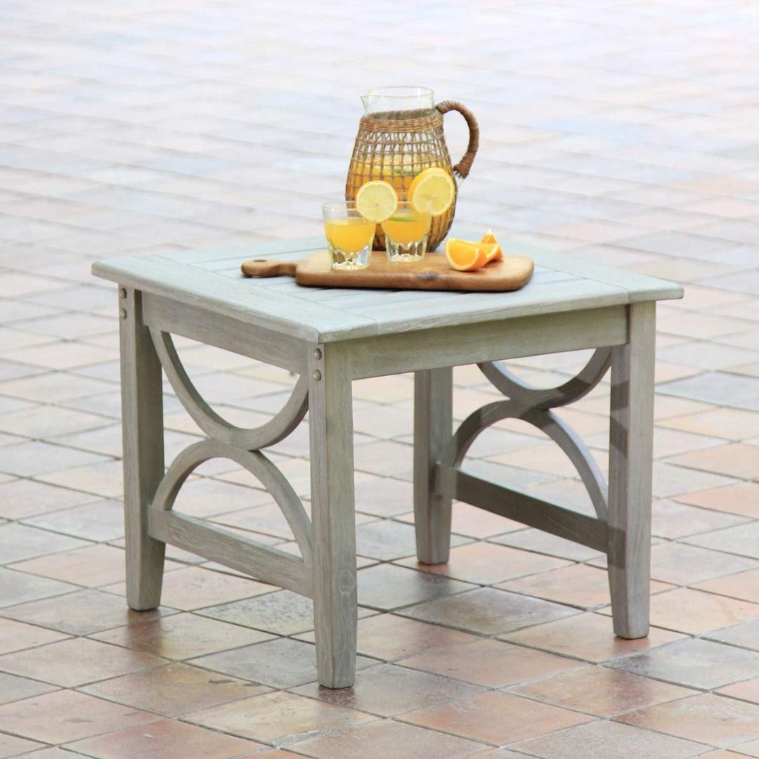 Cambridge Casual Chester Wood Patio Side Table Weathered Teak Weathered Gray