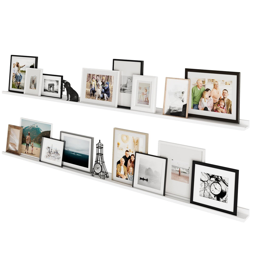 Denver Picture Ledges Photo Display Shelves for Wall 84" White Set of 2 MDF