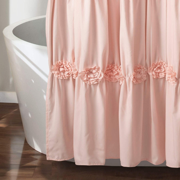 Textures Shower Curtain Floral Ruffle Frills Fabric Bathtub Curtain