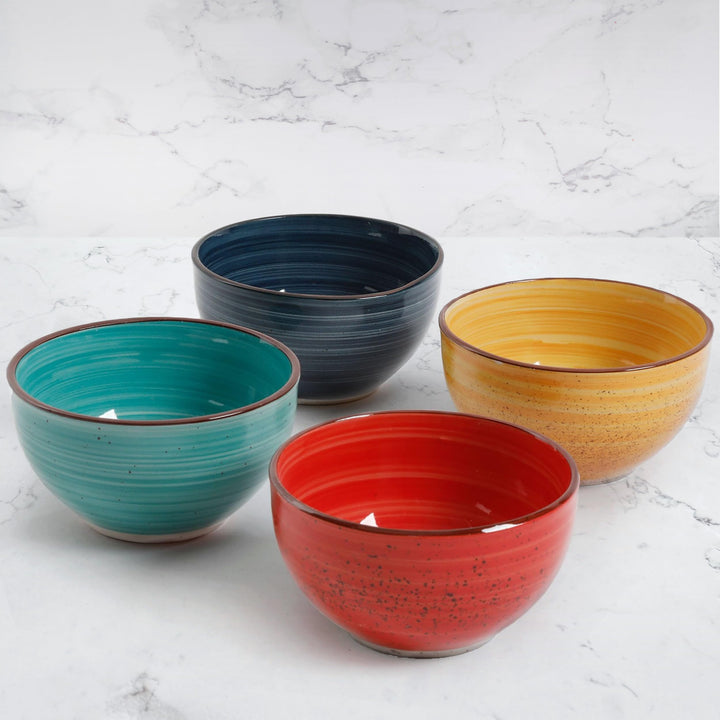 Gibson Home Color Speckle Multi Color Ceramic Bowl Sets Red Yellow Blue