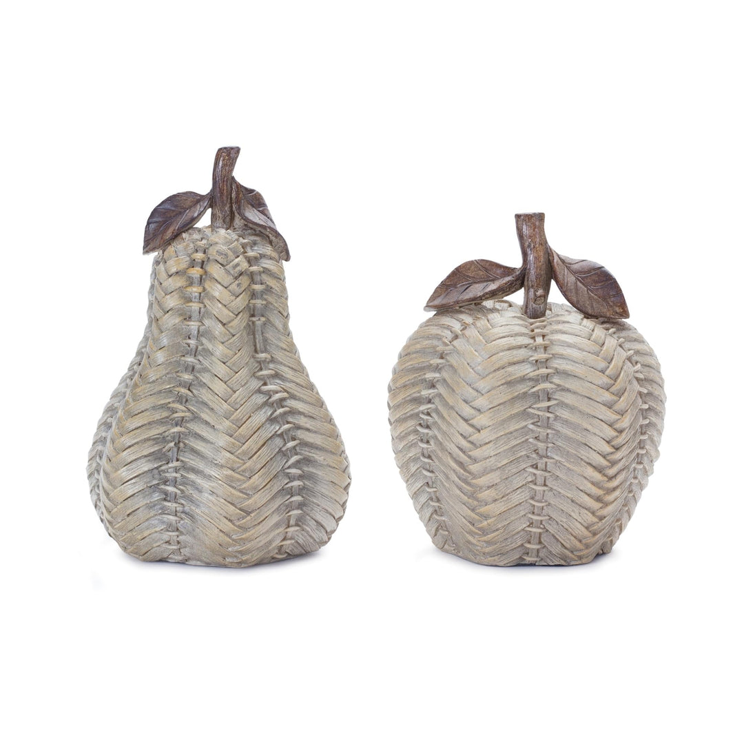 Wicker Apple and Pear D Cor (Set of 2) Brown Traditional Resin