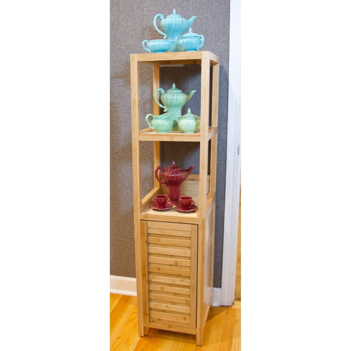 Burning Tree Solid Bamboo Sp Storage Tower Cabinet Tan Modern Contemporary