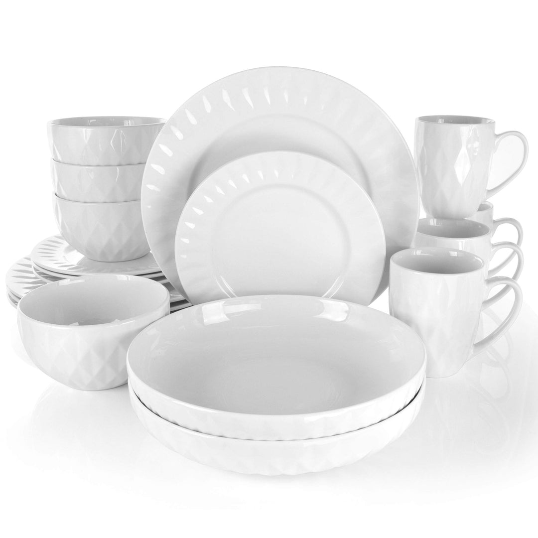 Elama White Porcelain Dish Dinnerware Set 18 Piece Sienna