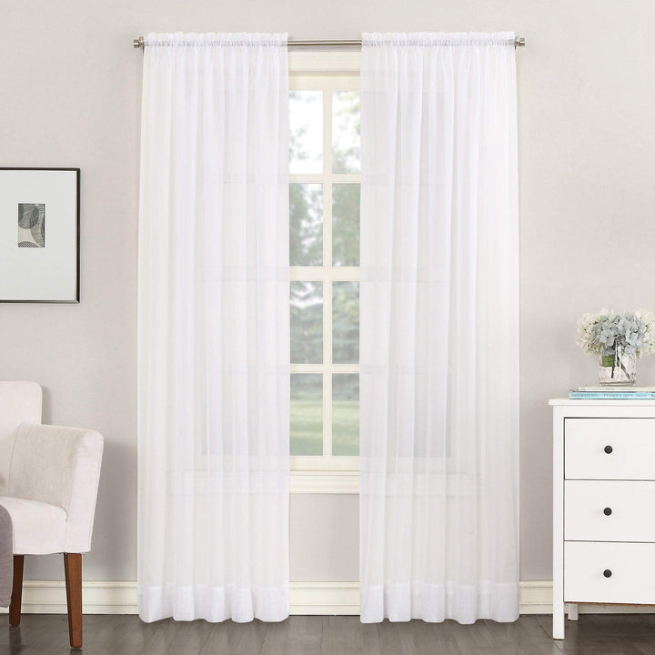 59inch 1 Piece Sheer Voile Curtain Single Panel White Glam Solid Window Drape 59x54 - White