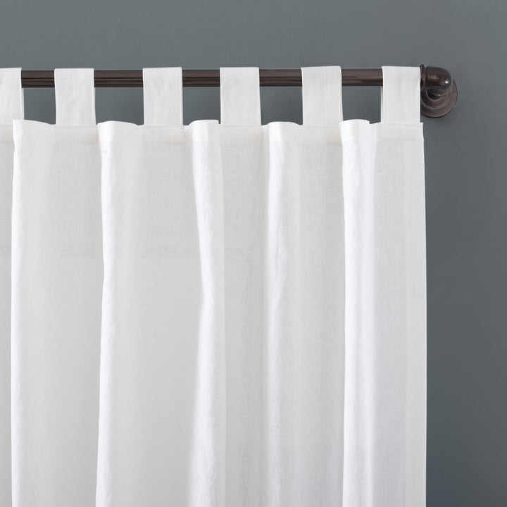 Archaeo Linen Cotton Blend Tab Top Curtain 50" x 96" White - Diamond Home USA